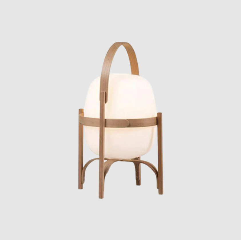 Elegant Bordlampe i Træ og Glas – Tidløst Design med Moderne Funktionalitet Bonusvis