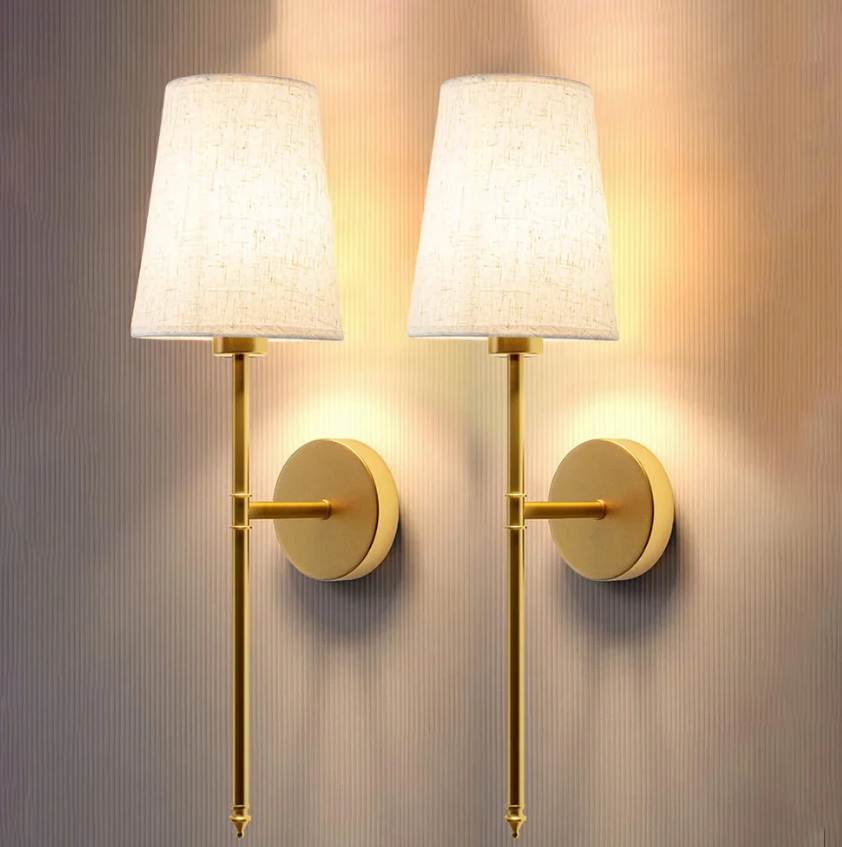 LumiTissu Trådløs Væglampe – Vintage Design med Justerbar Lysstyrke og RGB Farver Linned Guld Bonusvis