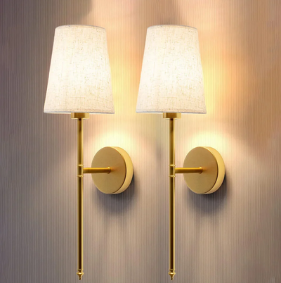 LumiTissu Trådløs Væglampe – Vintage Design med Justerbar Lysstyrke og RGB Farver Linned Guld Bonusvis