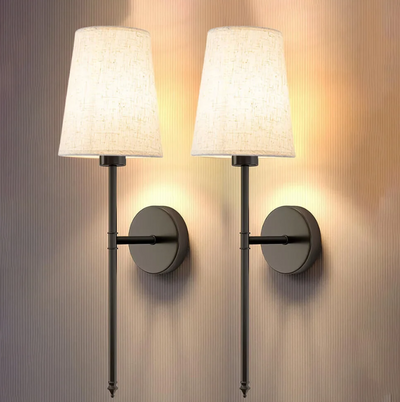 LumiTissu Trådløs Væglampe – Vintage Design med Justerbar Lysstyrke og RGB Farver Linned Sort Bonusvis