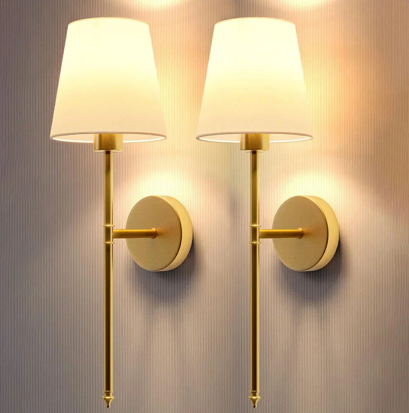 LumiTissu Trådløs Væglampe – Vintage Design med Justerbar Lysstyrke og RGB Farver Beige Guld Bonusvis