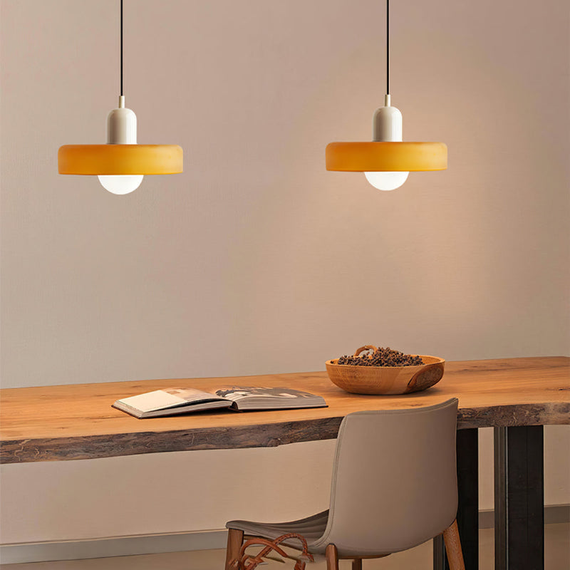 GeoGlow - Elegant Bauhaus pendellampe i farvet glas Bonusvis