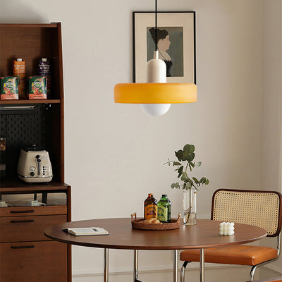 GeoGlow - Elegant Bauhaus pendellampe i farvet glas Bonusvis