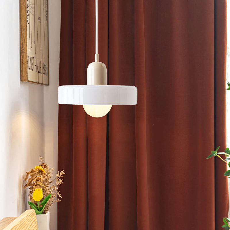 GeoGlow - Elegant Bauhaus pendellampe i farvet glas Bonusvis