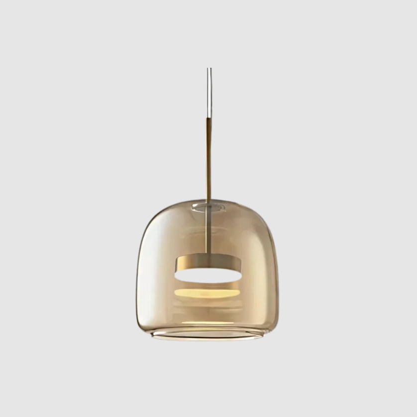 Moderne Loftlamper i Glas og Metal – Justerbar Højde, Sæt med 3 Gyldent rav 25cm Bonusvis