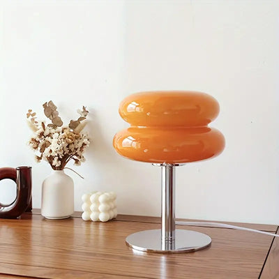 Bordlampe i Blæst Glas med Justerbar Lysstyrke – Moderne Design og Elegant Belysning