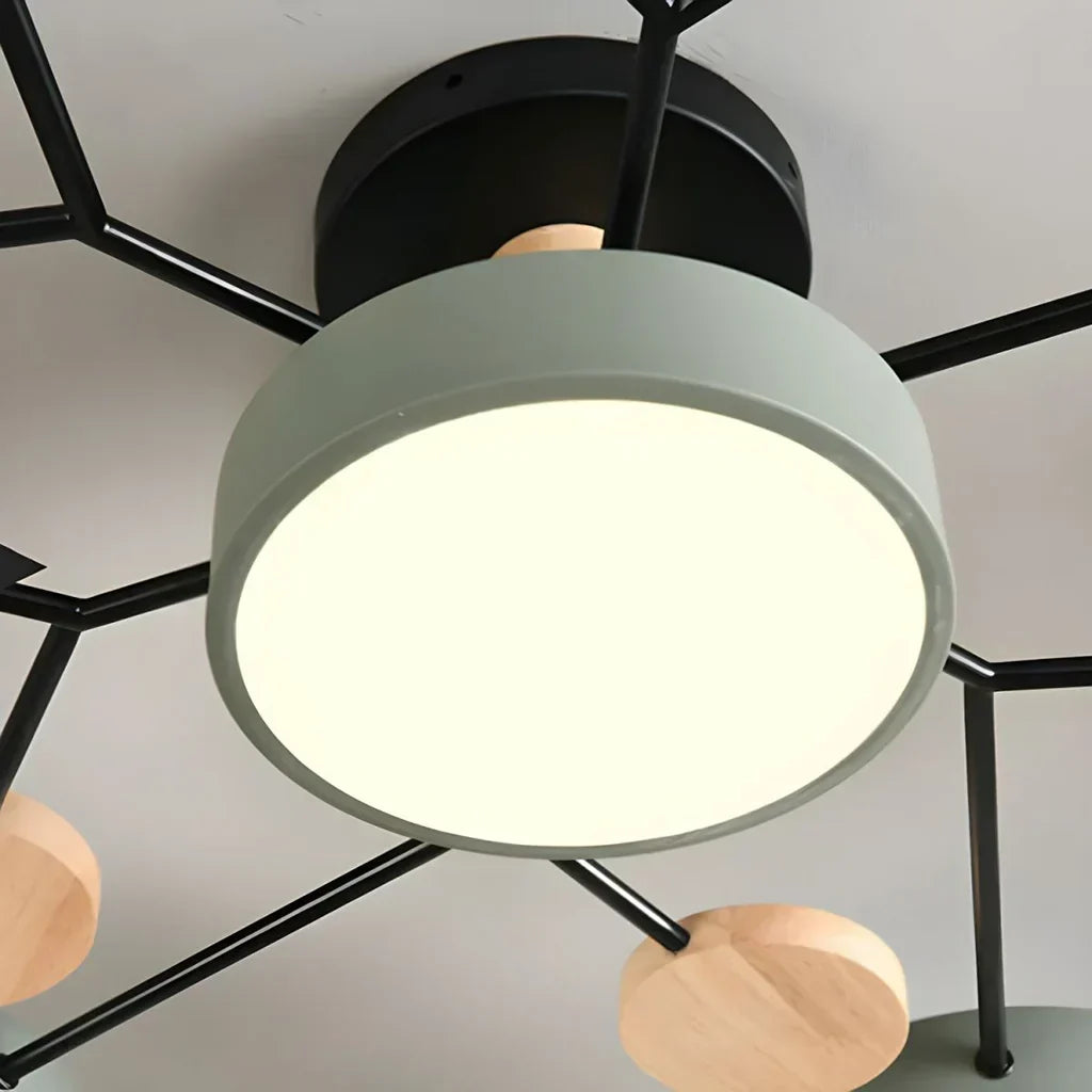 Moderne Geometrisk LED Plafonnier – Metal og Trædesign med Blødt Lys Bonusvis