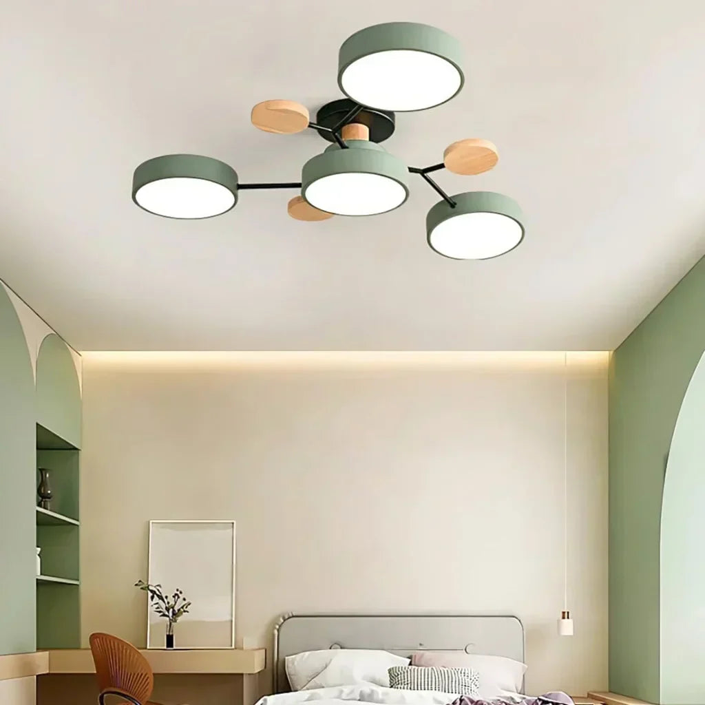 Moderne Geometrisk LED Plafonnier – Metal og Trædesign med Blødt Lys Bonusvis
