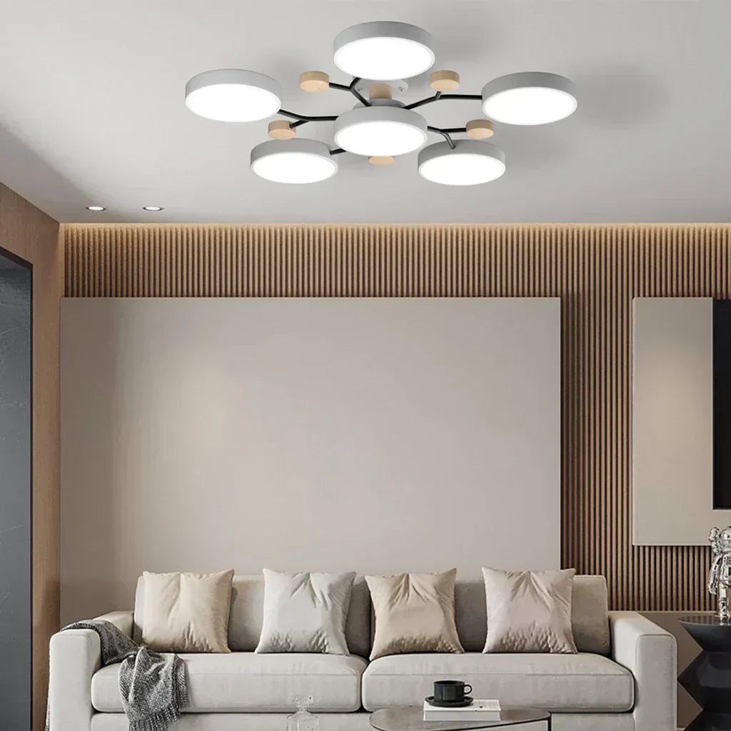 Moderne Geometrisk LED Plafonnier – Metal og Trædesign med Blødt Lys Bonusvis