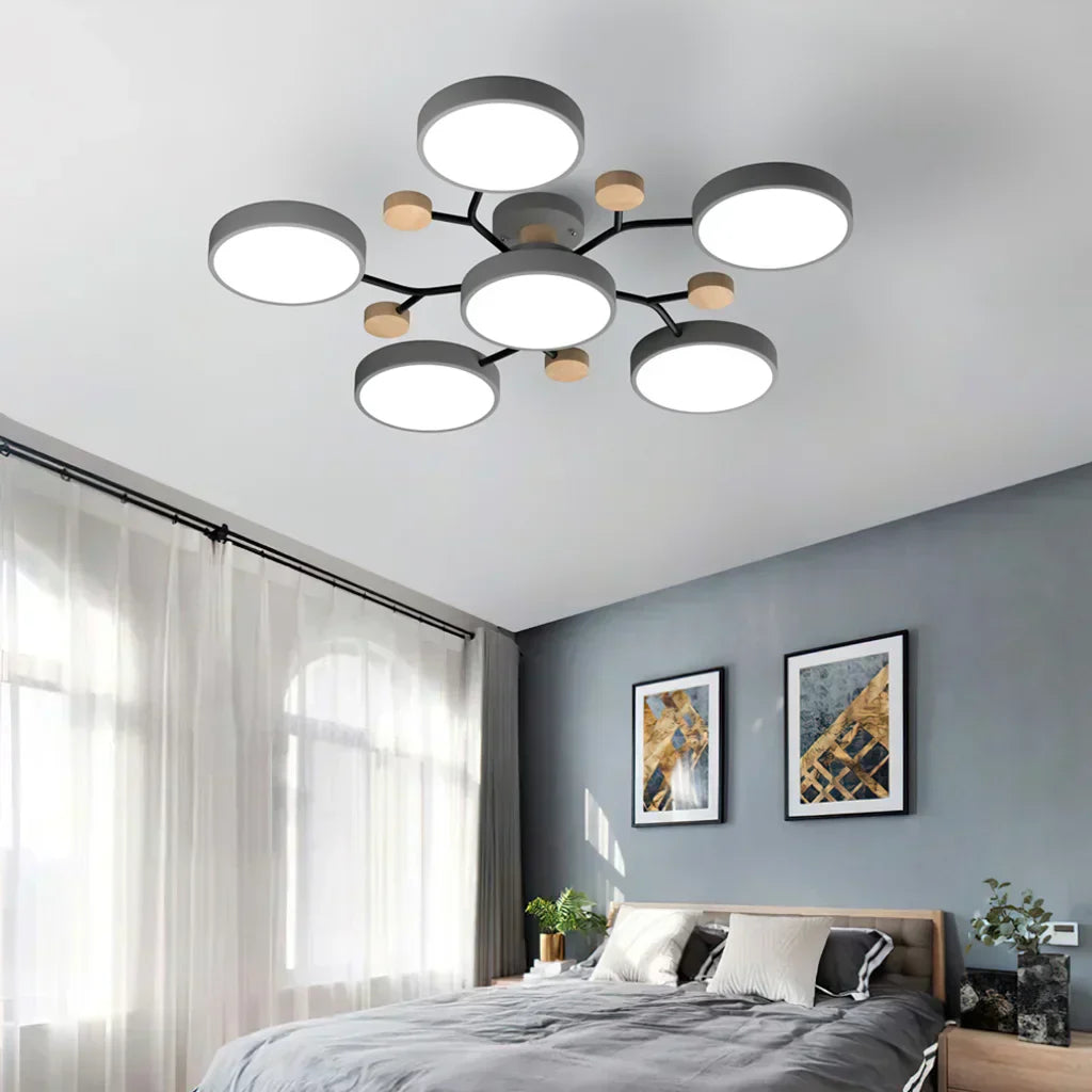Moderne Geometrisk LED Plafonnier – Metal og Trædesign med Blødt Lys Bonusvis