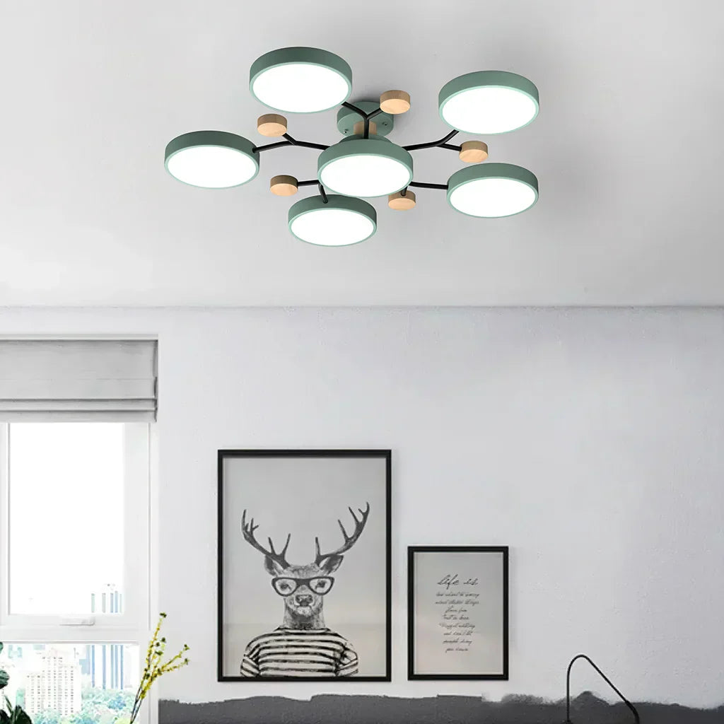 Moderne Geometrisk LED Plafonnier – Metal og Trædesign med Blødt Lys Bonusvis