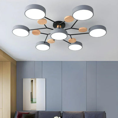 Moderne Geometrisk LED Plafonnier – Metal og Trædesign med Blødt Lys Bonusvis