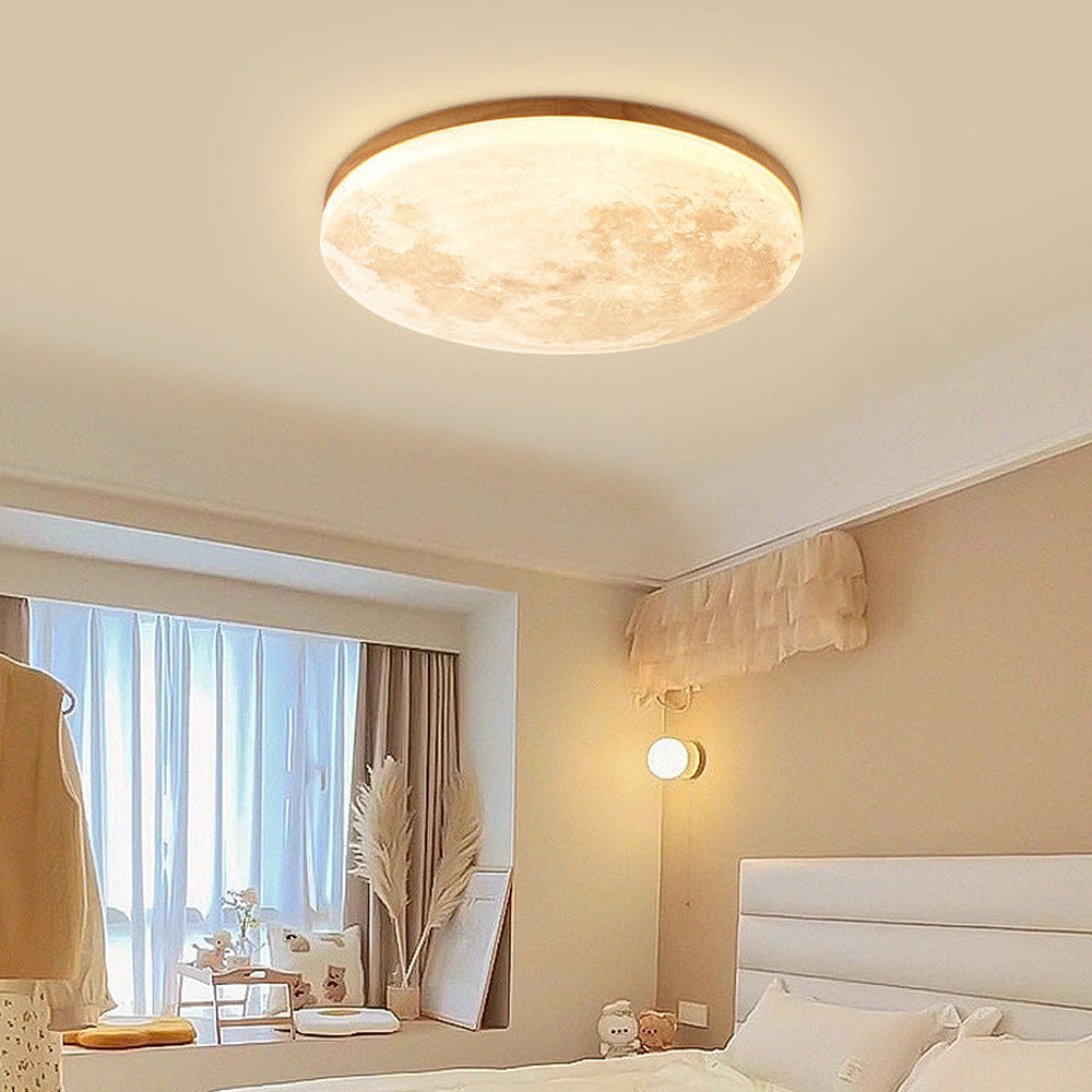 Minimalistisk LED Plafonnier – Rund Design i Træ og Akrilik Bonusvis