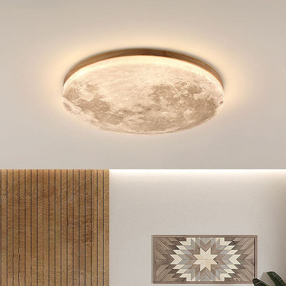 Minimalistisk LED Plafonnier – Rund Design i Træ og Akrilik Træ Variabel med fjernbetjening Bonusvis
