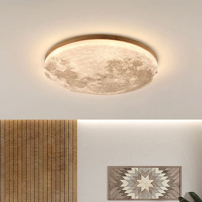 Minimalistisk LED Plafonnier – Rund Design i Træ og Akrilik Træ Variabel med fjernbetjening Bonusvis