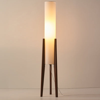 Gulvlampe i valnød massivt træ Kunstlampe Bonusvis