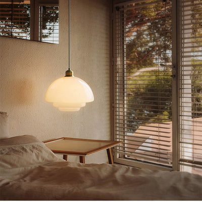 Pendellampe i Mid-Century Stil – Elegant Hvid Glas for Raffineret Belysning Bonusvis