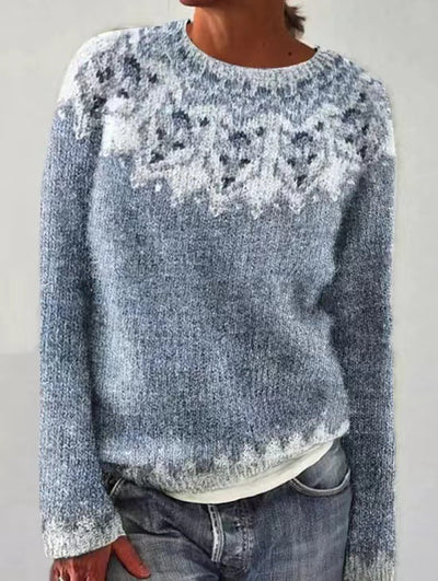 Tidløs Ribstrikket Crewneck Sweater – Komfort og Elegance til Efteråret Grå Hvid Bonusvis