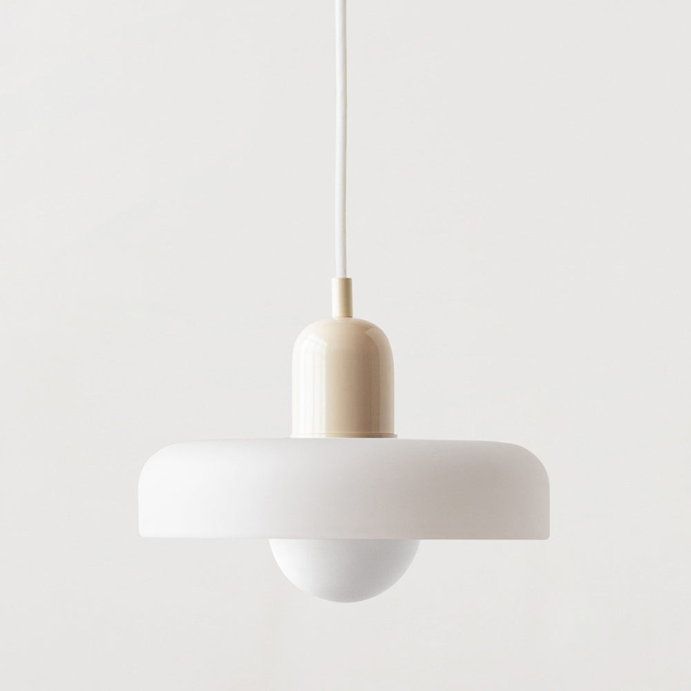 GeoGlow - Elegant Bauhaus pendellampe i farvet glas Hvid Beige Bonusvis