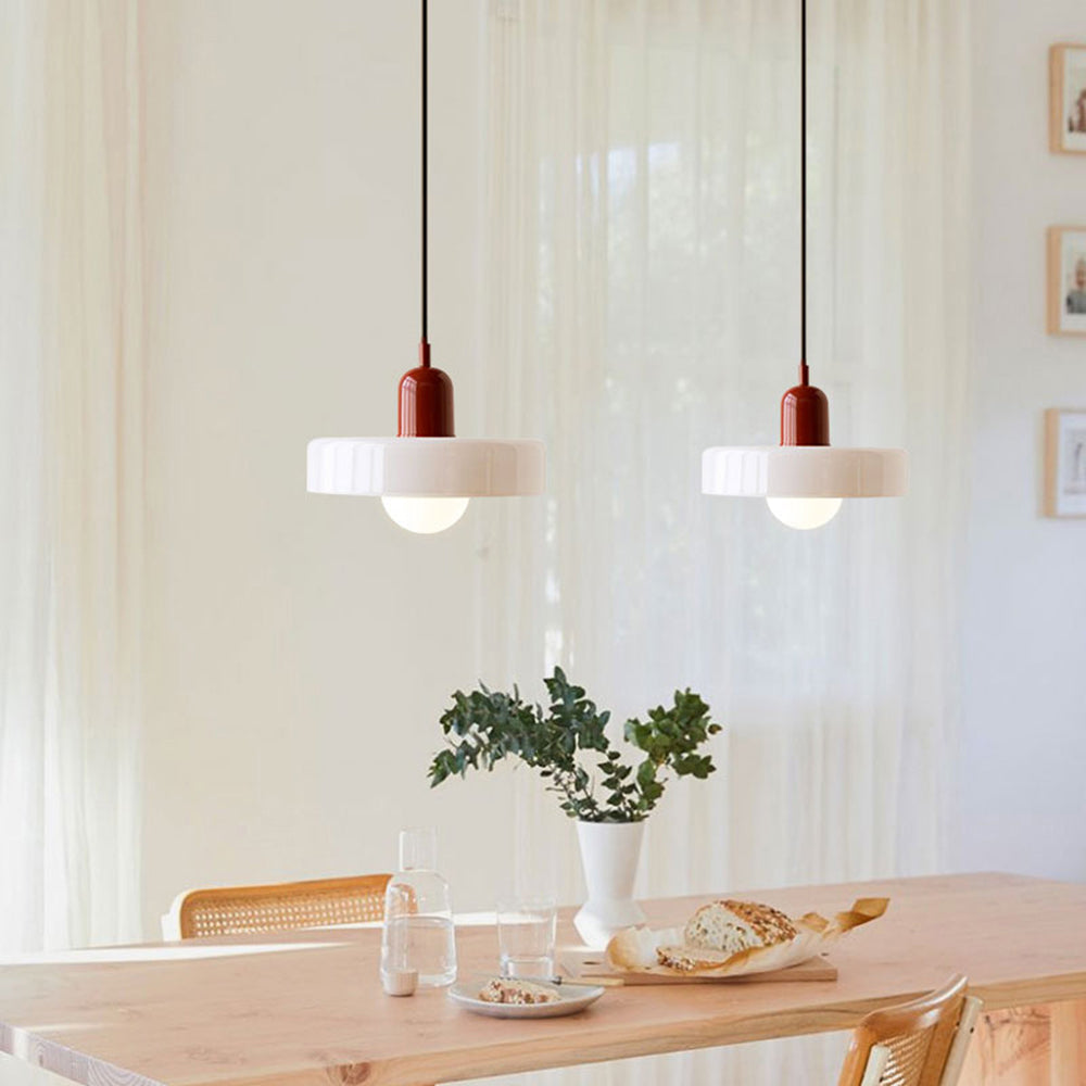 GeoGlow - Elegant Bauhaus pendellampe i farvet glas Bonusvis
