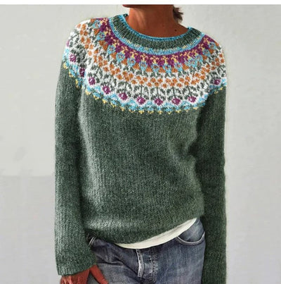 Tidløs Ribstrikket Crewneck Sweater – Komfort og Elegance til Efteråret Grøn Blå Bonusvis