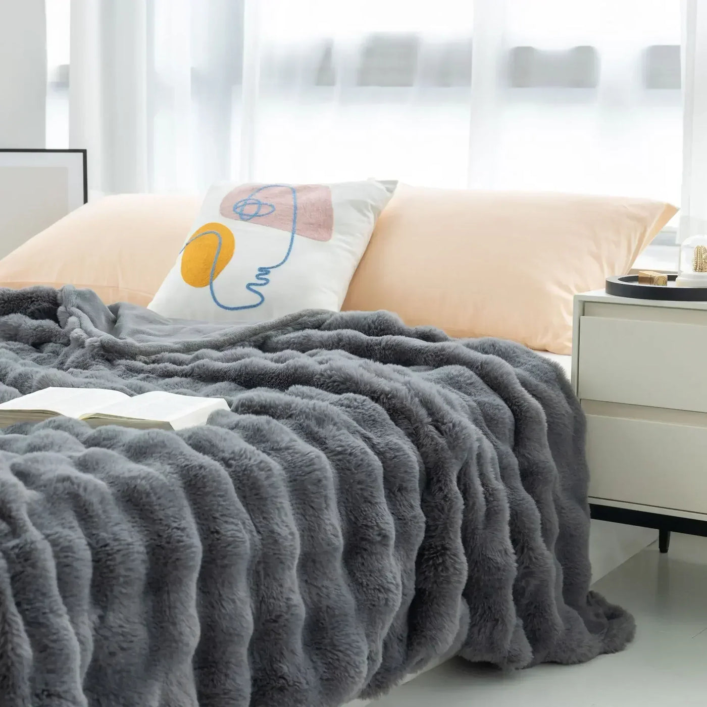 WarmFluff Flannel Plaid – Ekstra Blød og Varm til Dit Hjem Grå Bonusvis