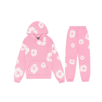 Lunaria Unisex Blomstersæt – Komfortabel Hoodie og Bukser i Åndbart Stof med Blomsterprint Bonusvis
