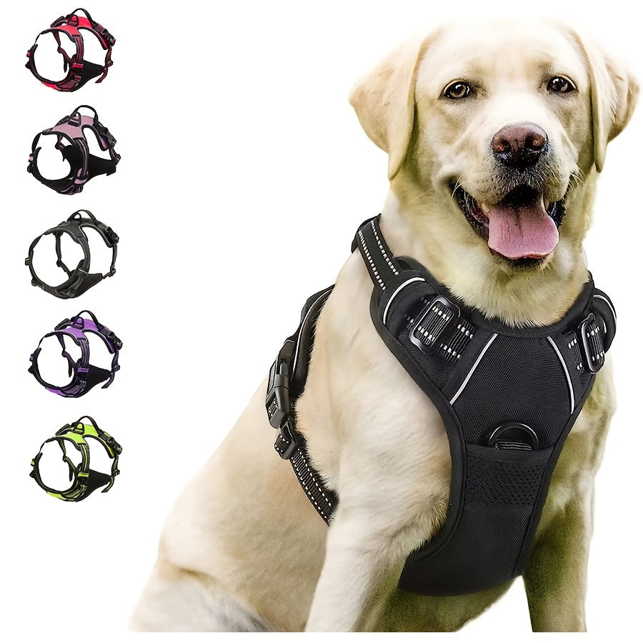 Robust No-Pull Hundesele med Reflekser – Justerbar Sele i Åndbart Nylon med For- og Bagsnorefæste til Alle Hundestørrelser Bonusvis