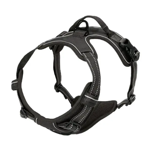 Robust No-Pull Hundesele med Reflekser – Justerbar Sele i Åndbart Nylon med For- og Bagsnorefæste til Alle Hundestørrelser Sort Bonusvis