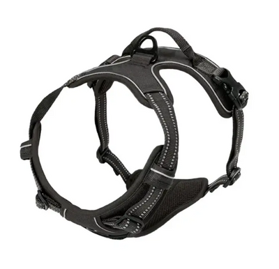 Robust No-Pull Hundesele med Reflekser – Justerbar Sele i Åndbart Nylon med For- og Bagsnorefæste til Alle Hundestørrelser Sort Bonusvis