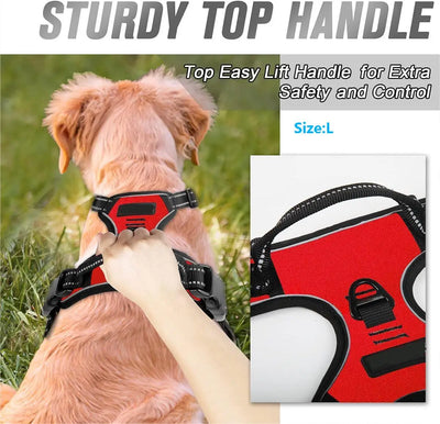 Robust No-Pull Hundesele med Reflekser – Justerbar Sele i Åndbart Nylon med For- og Bagsnorefæste til Alle Hundestørrelser Bonusvis