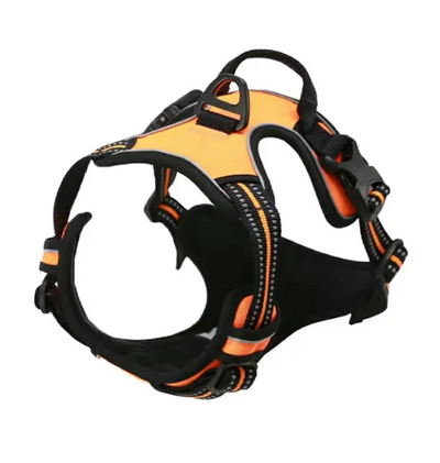 Robust No-Pull Hundesele med Reflekser – Justerbar Sele i Åndbart Nylon med For- og Bagsnorefæste til Alle Hundestørrelser Orange Bonusvis