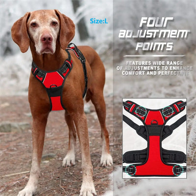 Robust No-Pull Hundesele med Reflekser – Justerbar Sele i Åndbart Nylon med For- og Bagsnorefæste til Alle Hundestørrelser Bonusvis