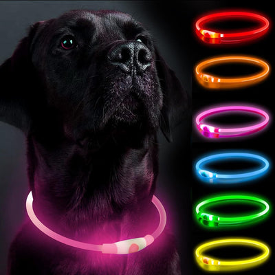 Genopladeligt LED Hundehalsbånd – Justerbart, Vandtæt Lysende Halsbånd med 3 Lysfunktioner til Natlige Gåture Bonusvis