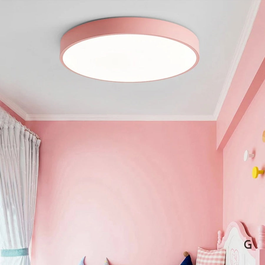 Nordic Macaron i træ, cirkulær loftslampe Bonusvis
