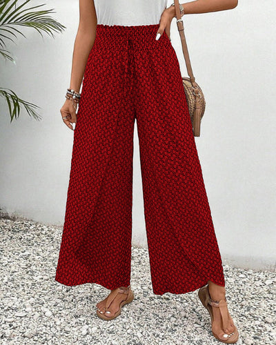Lunara Bukser med Vide Ben – Geometrisk Print – Stilfulde og Komfortable Damebukser Red Bonusvis