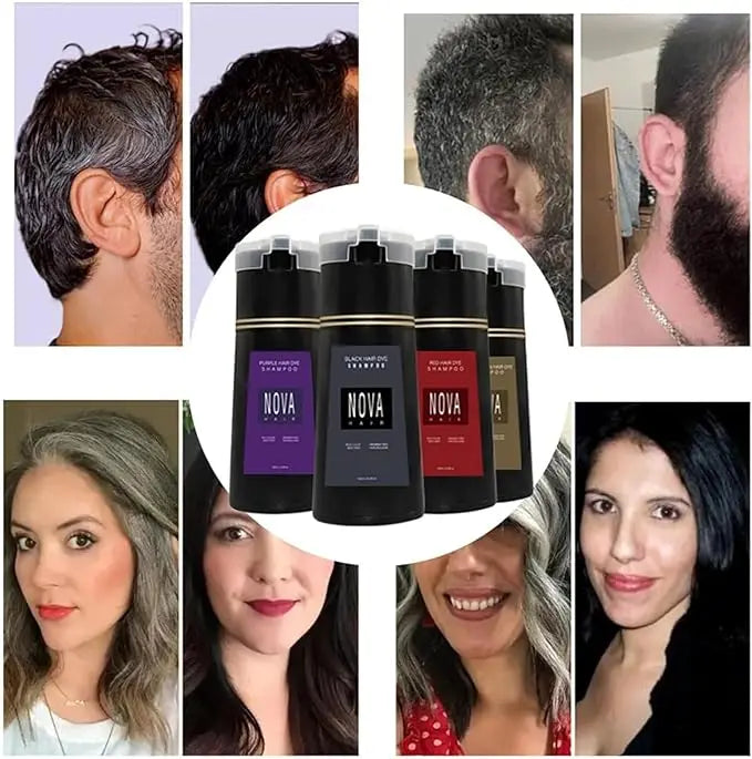 NovaHair Instant Farveshampoo – Hurtig og Skånsom Hårfarve uden Ammoniak Bonusvis