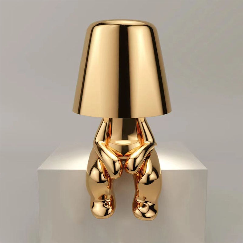 TranquilGlow - Stilfuld lampe med varm og afslappende belysning Siddende Guld Bonusvis