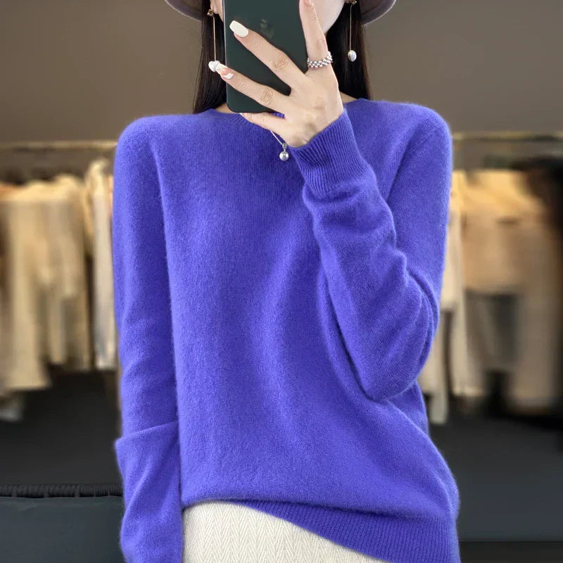 Merinould Pullover 100% Australsk – Luksus og Komfort til Koldere Måneder Blå Bonusvis