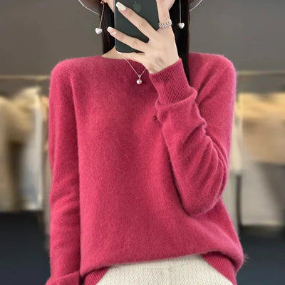 Merinould Pullover 100% Australsk – Luksus og Komfort til Koldere Måneder Mørkerosa Bonusvis