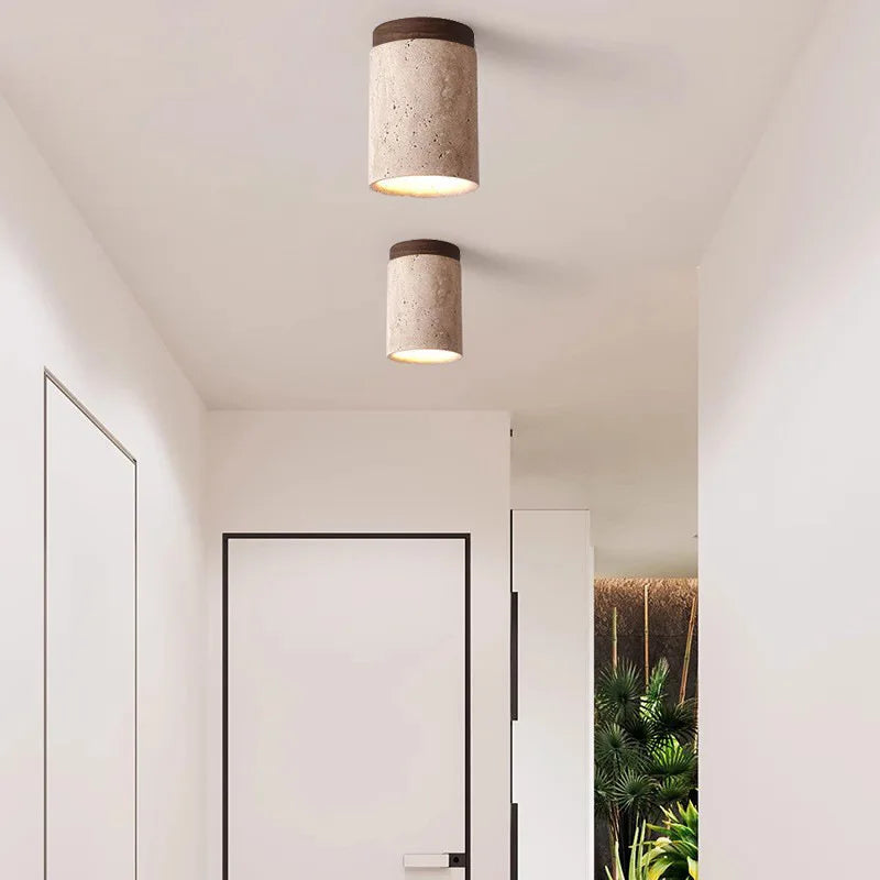 PierreLuxe Indbygget Lystkrone – Elegance med Naturlig Travertin og LED-belysning Bonusvis