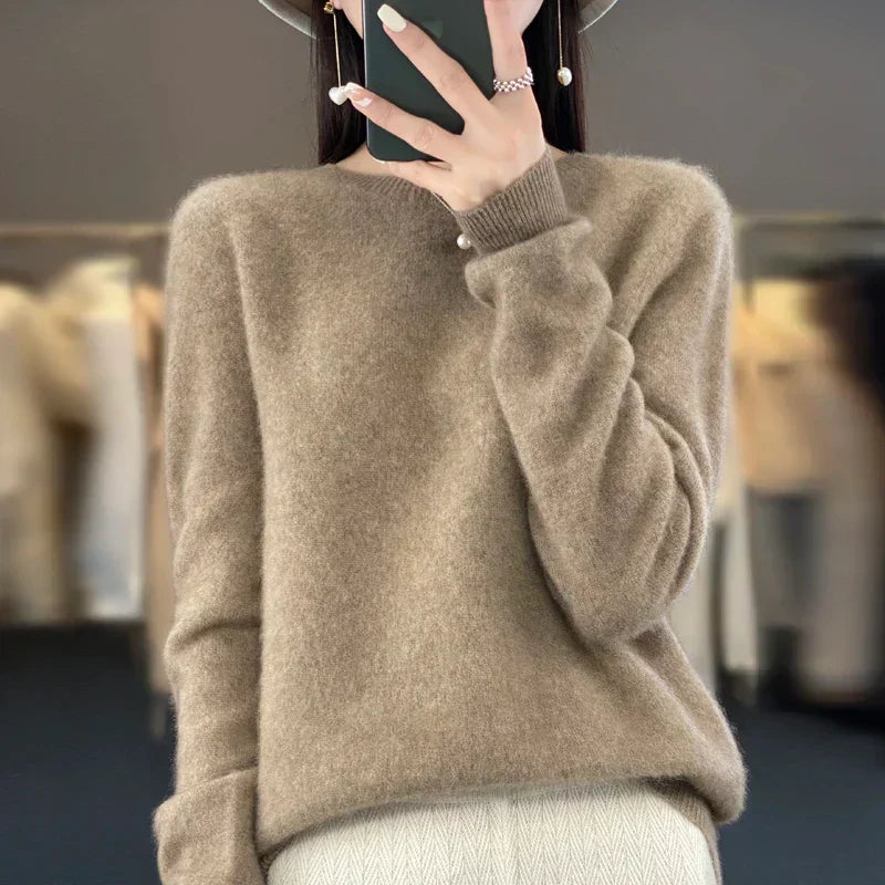 Merinould Pullover 100% Australsk – Luksus og Komfort til Koldere Måneder Kamelfarvet Bonusvis