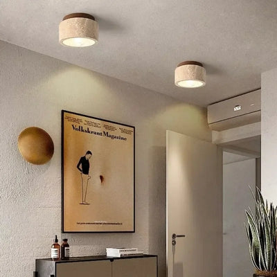 PierreLuxe Indbygget Lystkrone – Elegance med Naturlig Travertin og LED-belysning Bonusvis