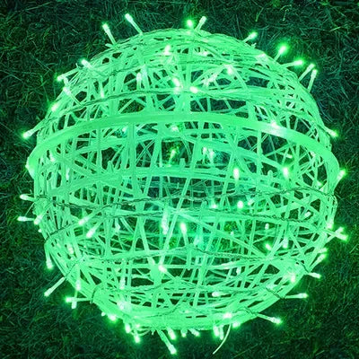 Guirlande Lyskugler i Rotin – Elegant Belysning til Fester og Fejringer grøn Diameter 20 cm 220V uden stikkontakt Bonusvis