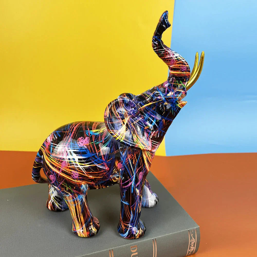 ColorTrunk | Livlig Har kunst & Unik Modig Design Elefant Skulptur Bonusvis