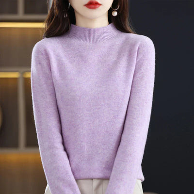 Merinould Pullover til Kvinder – Luksus og Komfort med Tidløst Design Lys lilla Bonusvis