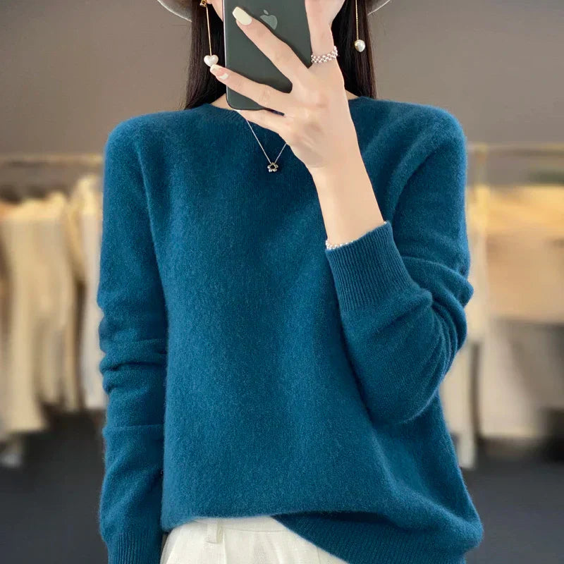 Merinould Pullover 100% Australsk – Luksus og Komfort til Koldere Måneder Mørkeblå Bonusvis