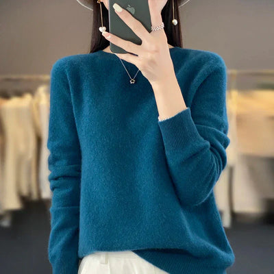Merinould Pullover 100% Australsk – Luksus og Komfort til Koldere Måneder Mørkeblå Bonusvis