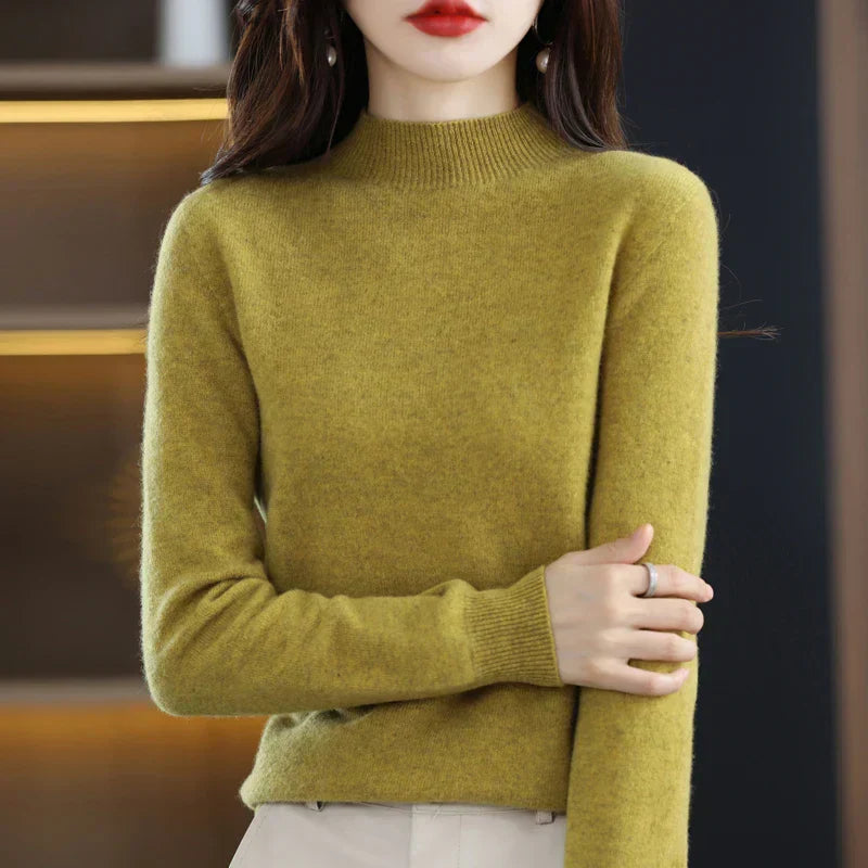 Merinould Pullover til Kvinder – Luksus og Komfort med Tidløst Design Gul Bonusvis