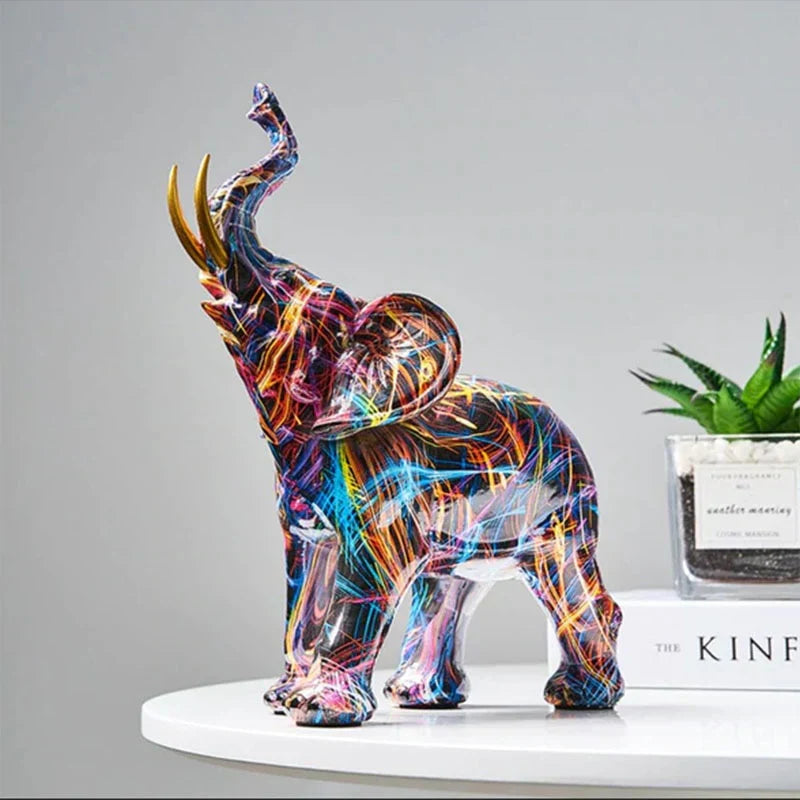 ColorTrunk | Livlig Har kunst & Unik Modig Design Elefant Skulptur Bonusvis